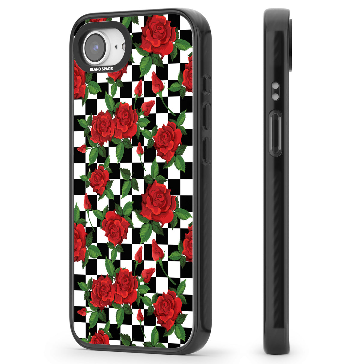 Checkered Pattern & Red Roses