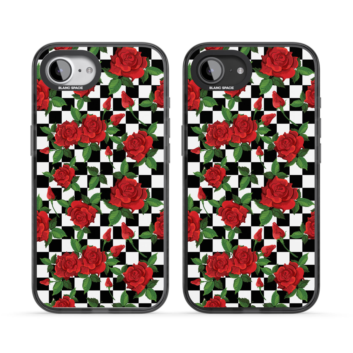 Checkered Pattern & Red Roses