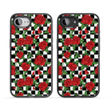 Checkered Pattern & Red Roses