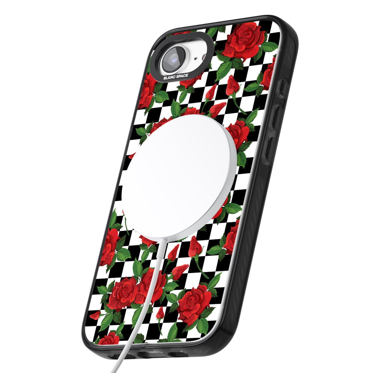 Checkered Pattern & Red Roses