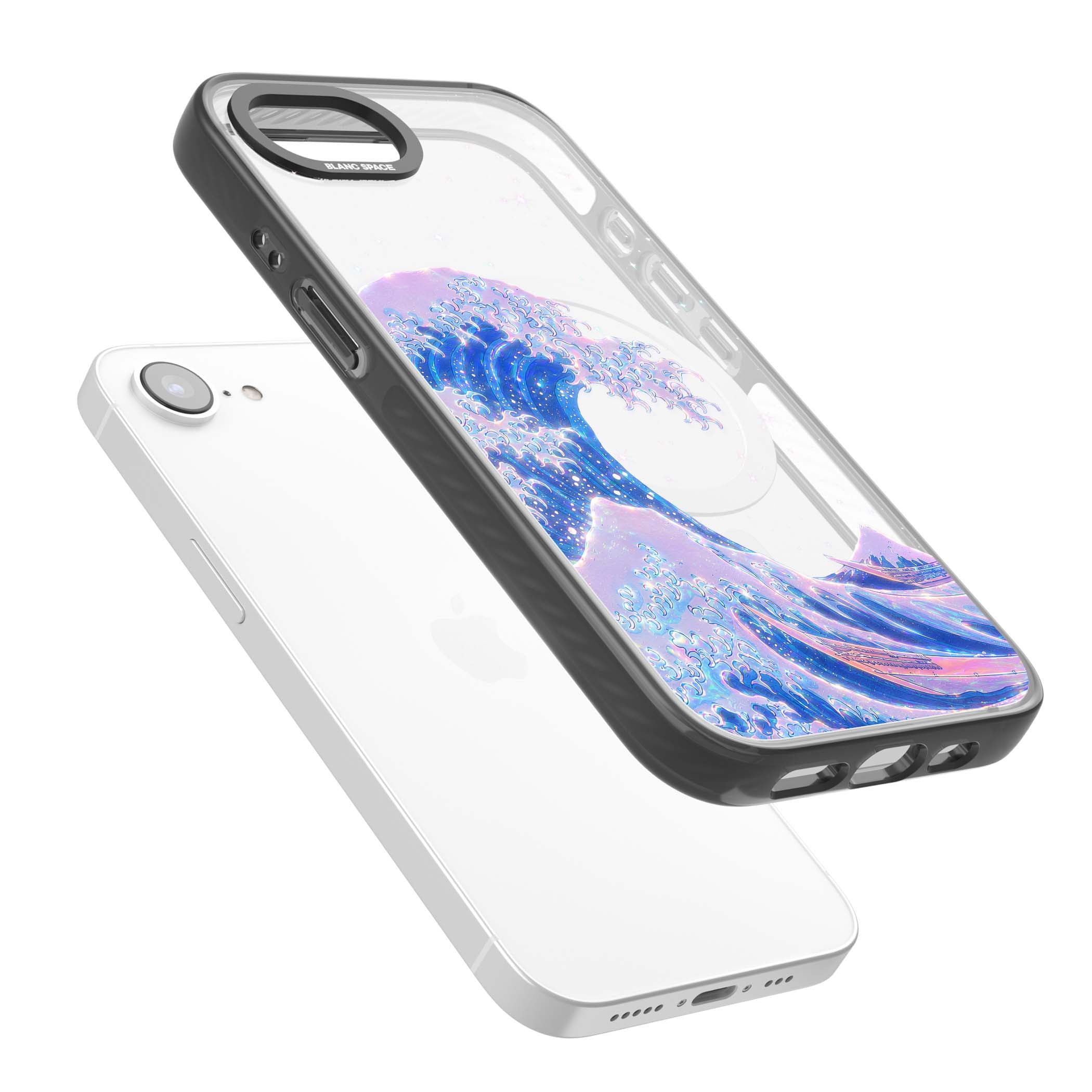 The Great Wave In Opal japanese iPhone case | Black Impact Magsafe case for iPhone 16e, iPhone 17e
