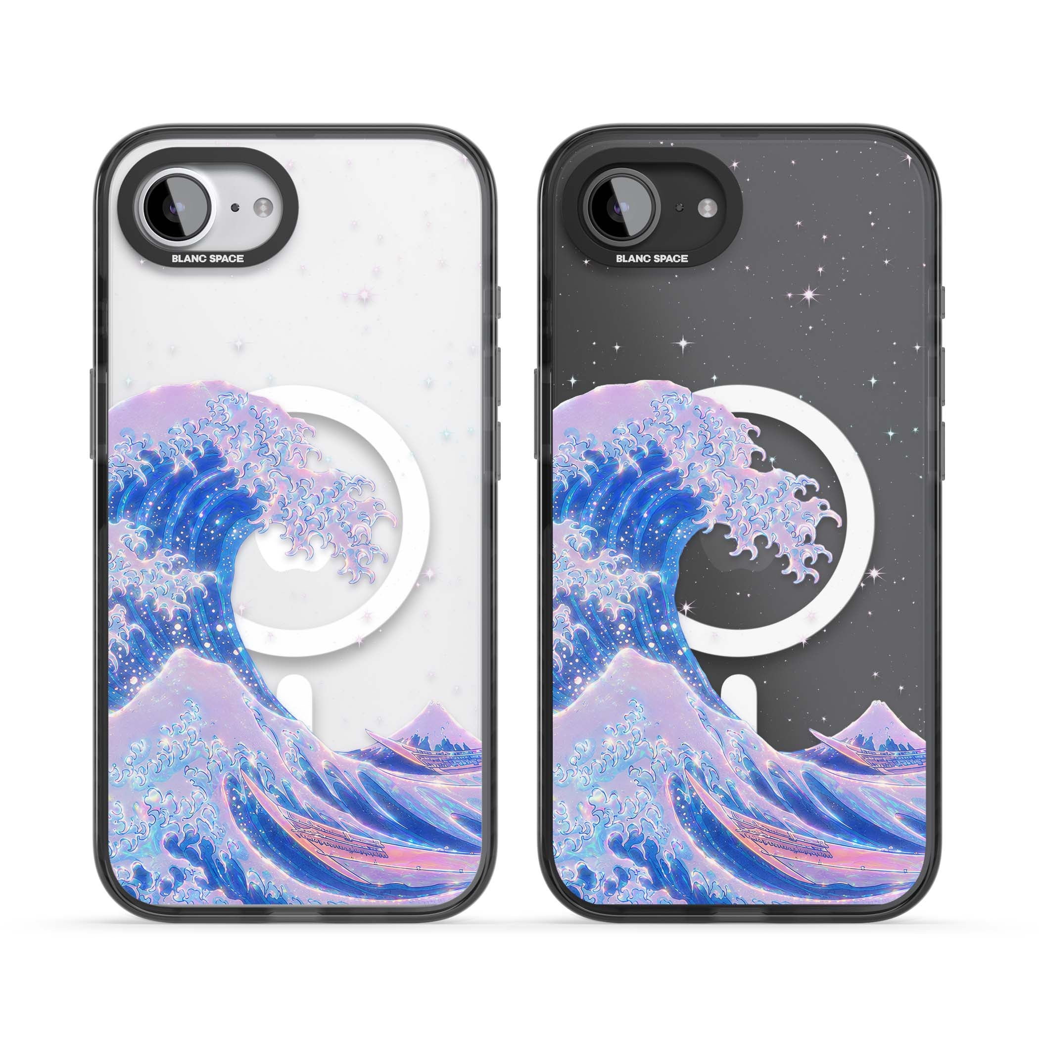 The Great Wave In Opal japanese iPhone case | Black Impact Magsafe case for iPhone 16e, iPhone 17e