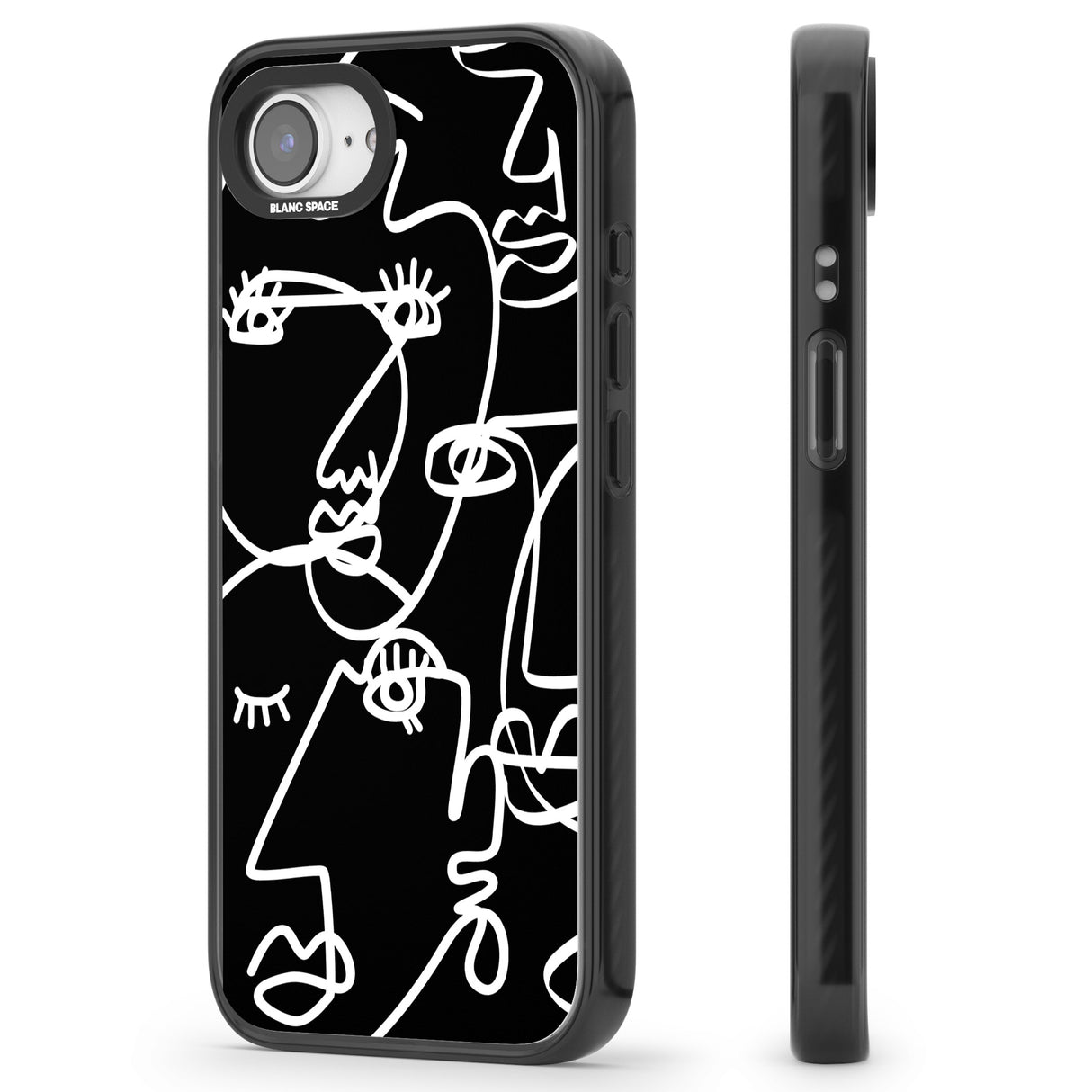 Abstract Continuous Line Faces White on Black