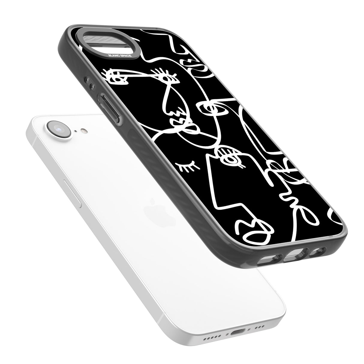 Abstract Continuous Line Faces White on Black