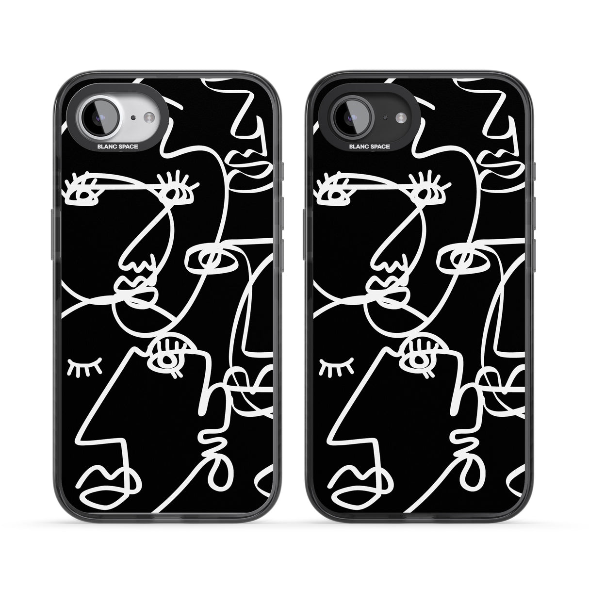Abstract Continuous Line Faces White on Black