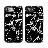 Abstract Continuous Line Faces White on Black