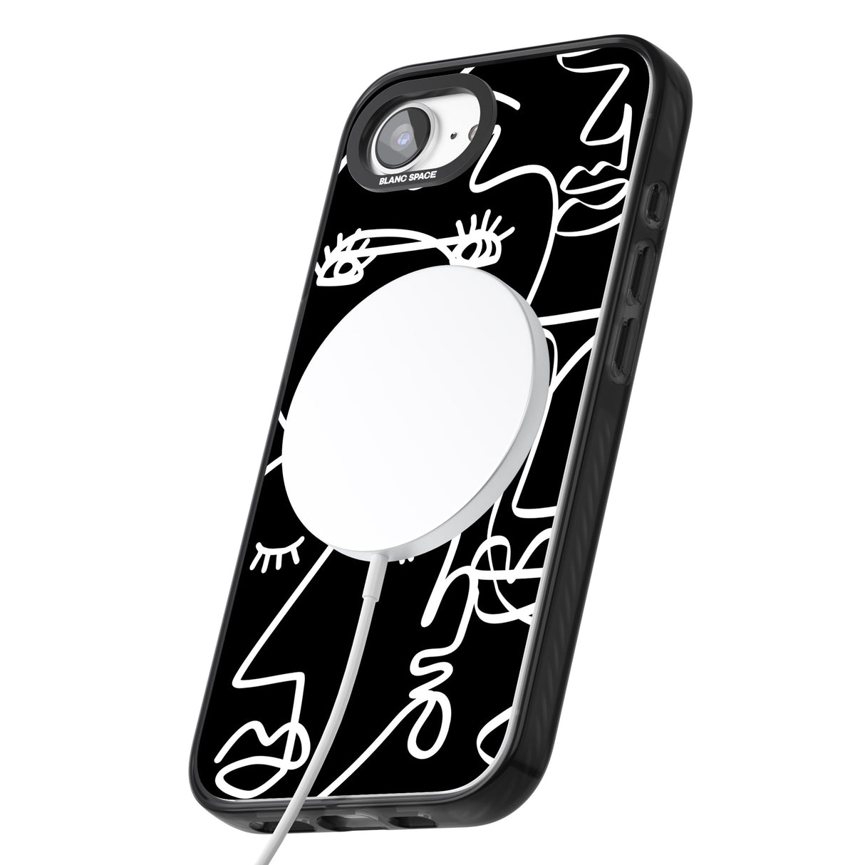 Abstract Continuous Line Faces White on Black