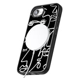 Abstract Continuous Line Faces White on Black