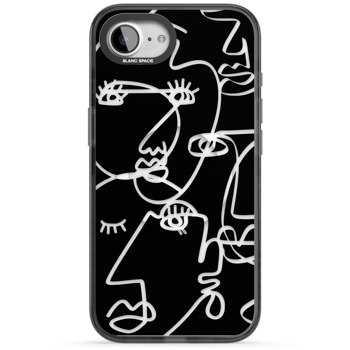 Abstract Continuous Line Faces Clear on Black