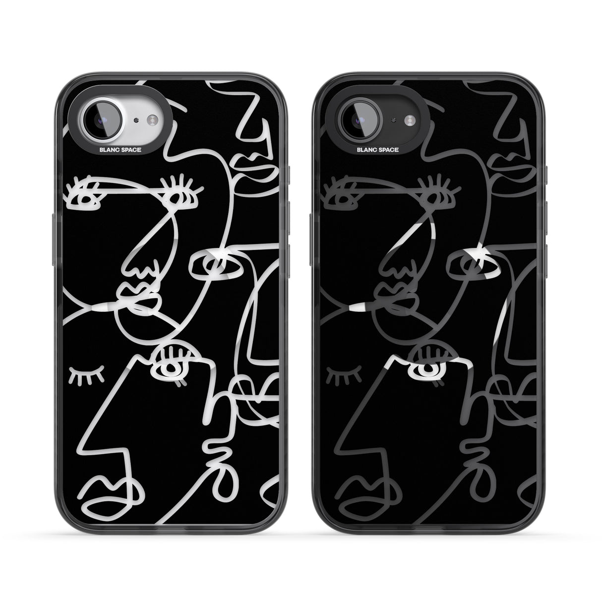 Abstract Continuous Line Faces Clear on Black