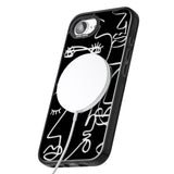 Abstract Continuous Line Faces Clear on Black