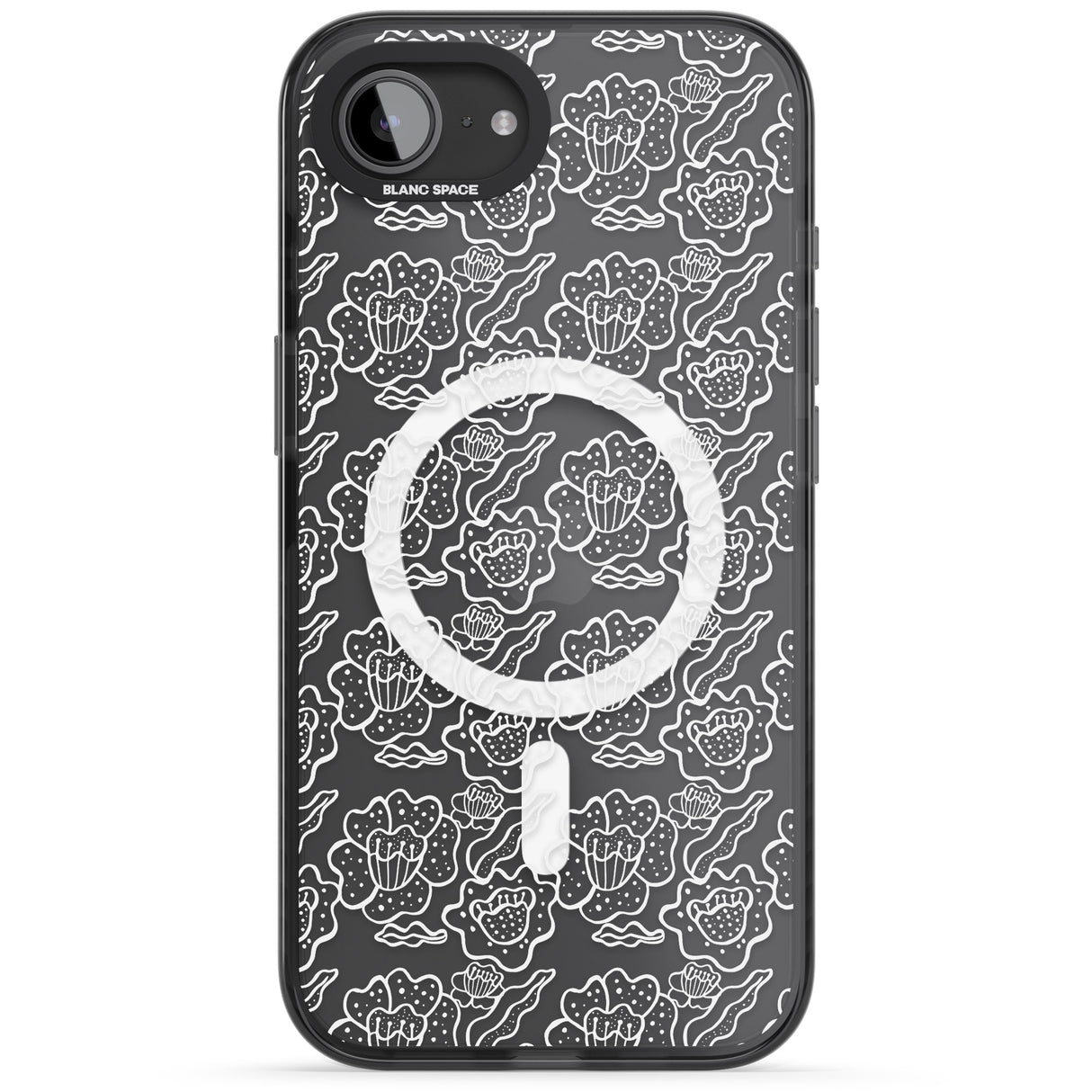 Funky Floral Patterns White on Clear
