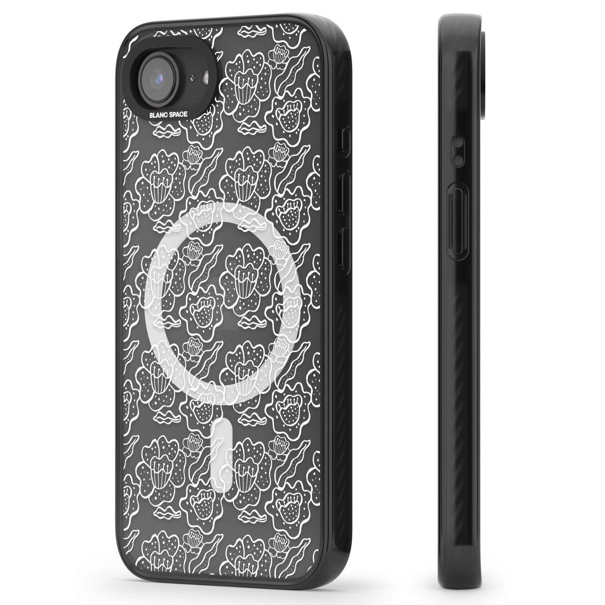 Funky Floral Patterns White on Clear