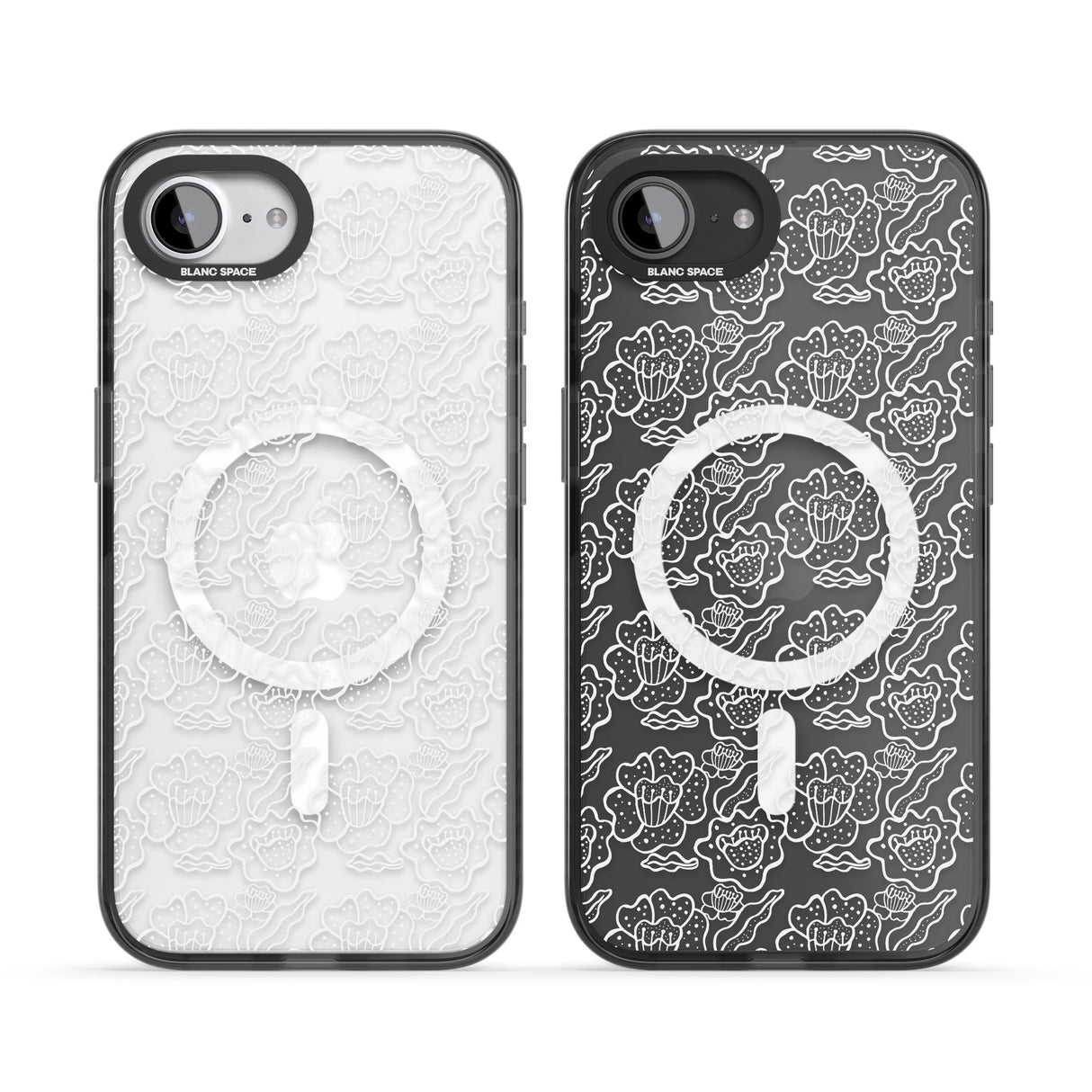 Funky Floral Patterns White on Clear