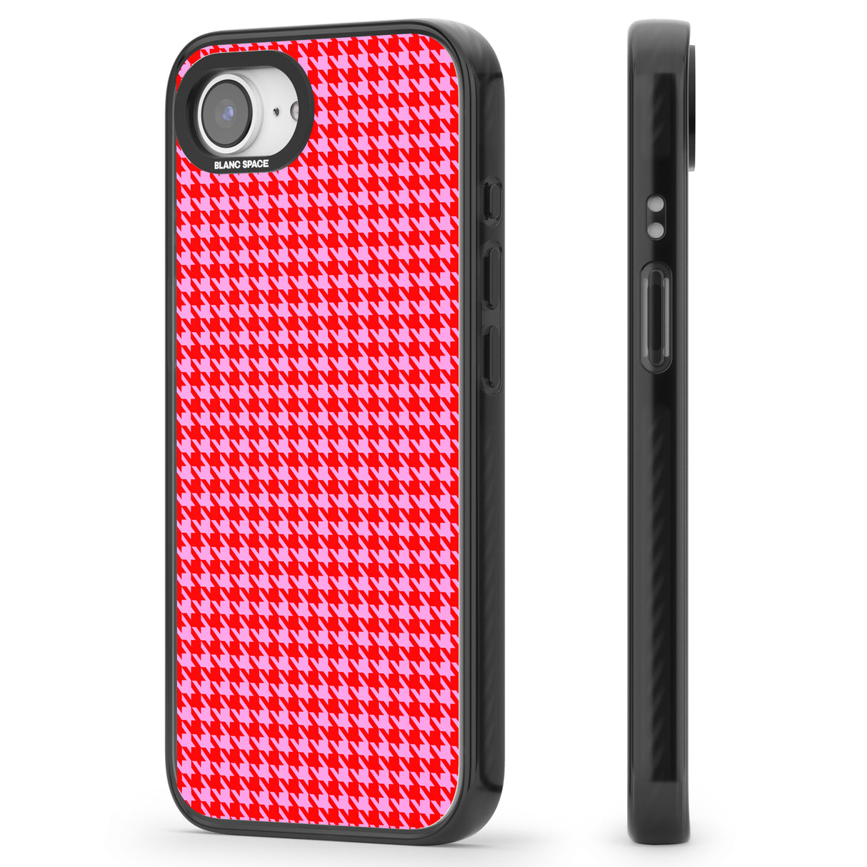 Neon Pink & Red Houndstooth Pattern