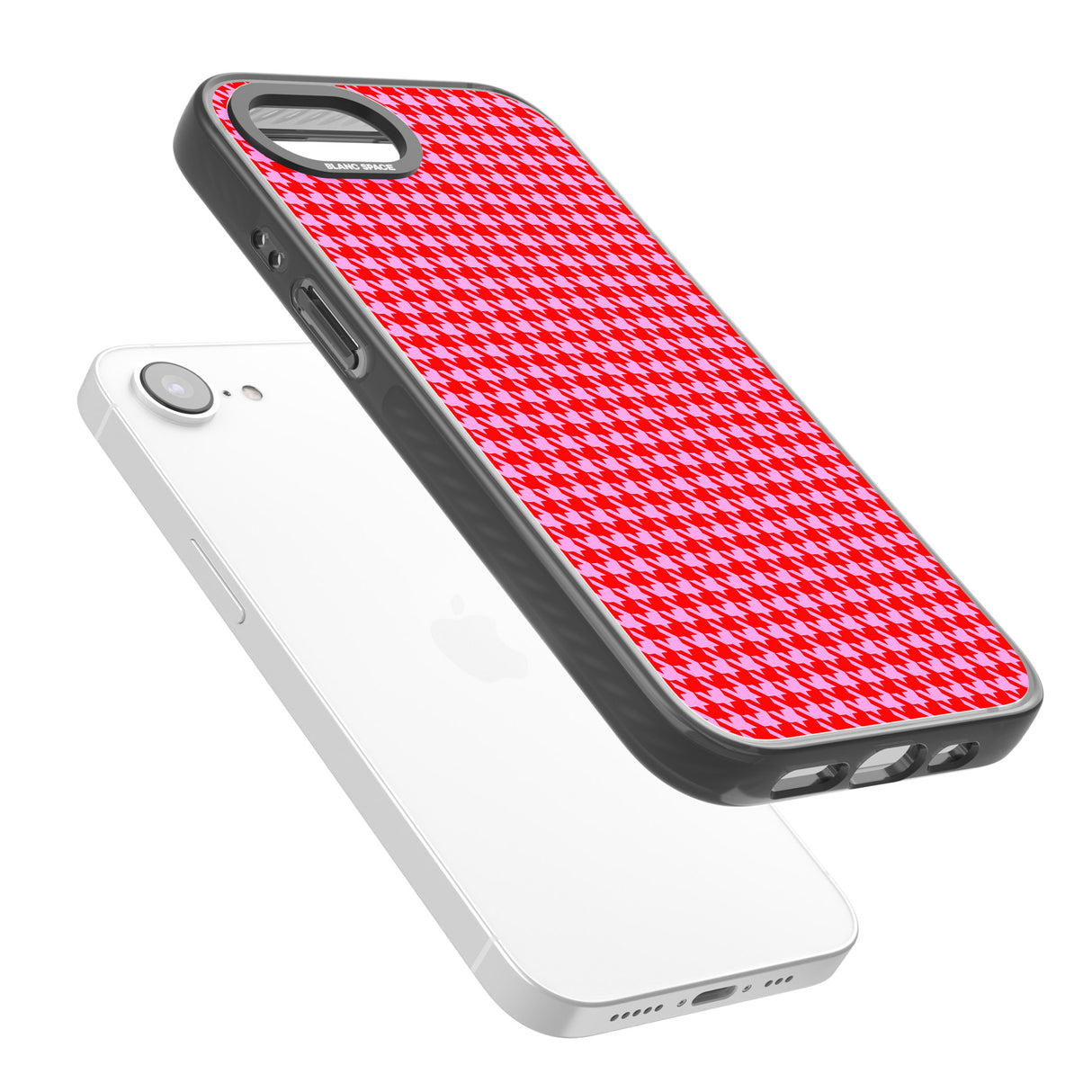 Neon Pink & Red Houndstooth Pattern