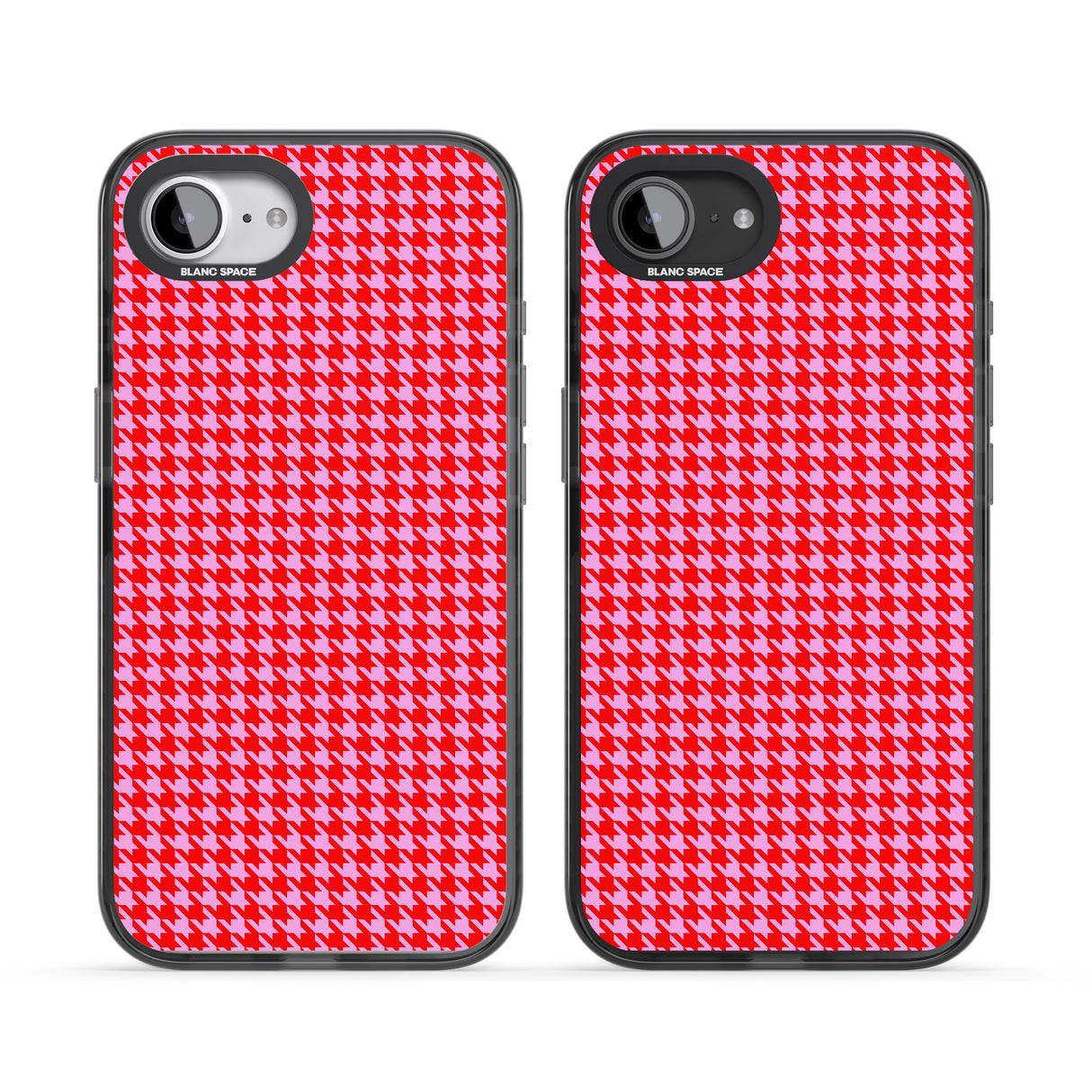 Neon Pink & Red Houndstooth Pattern