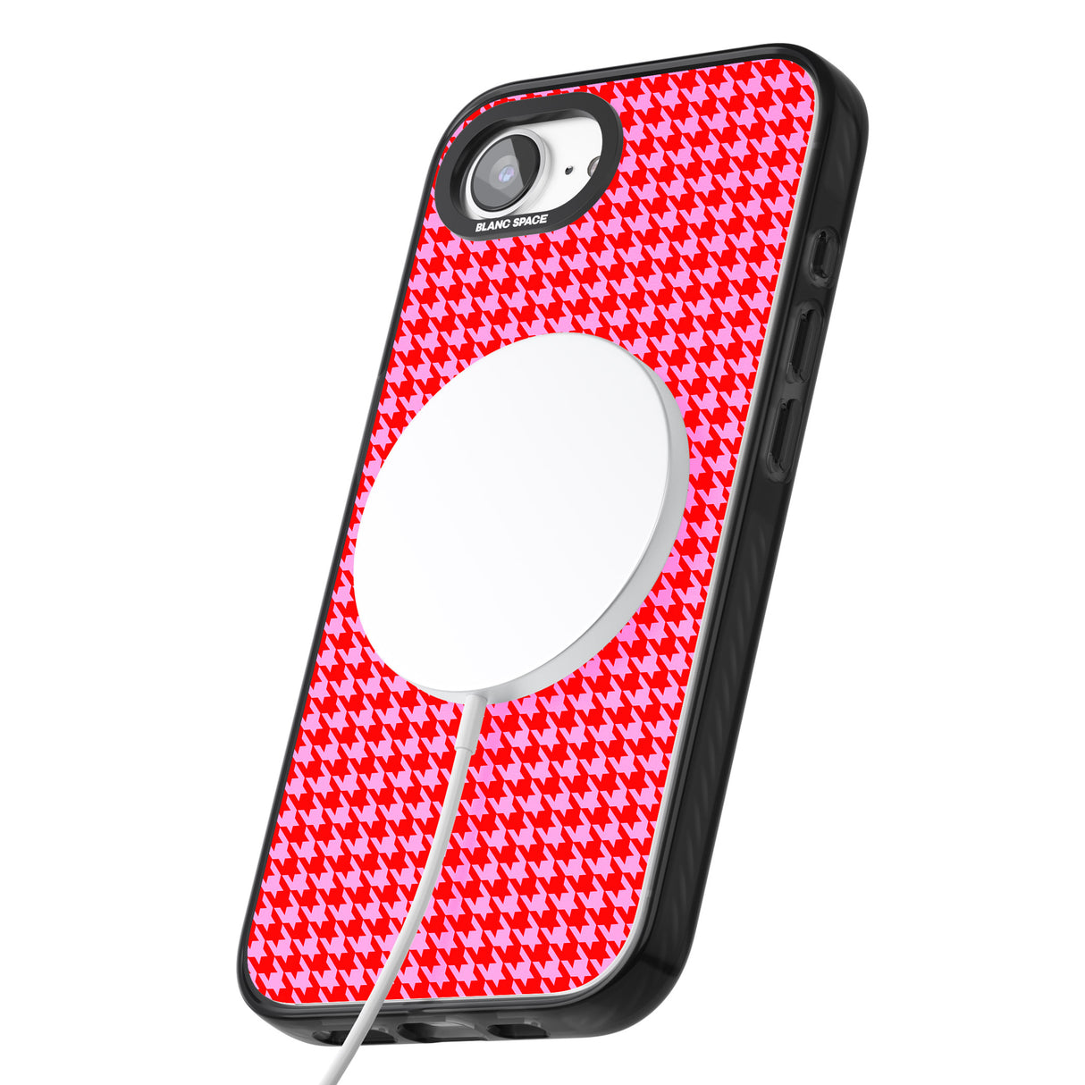 Neon Pink & Red Houndstooth Pattern