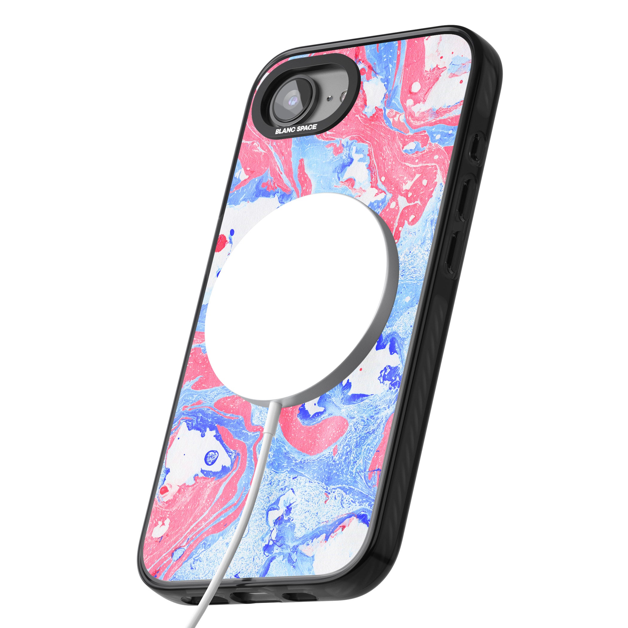 Pink, Blue & White Marbled Paper Pattern