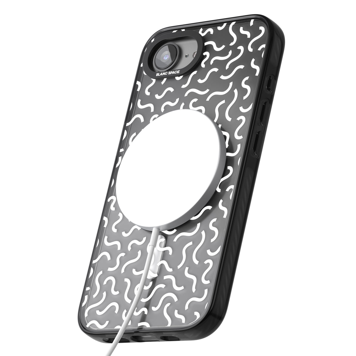 White Wavy Squiggles Memphis Retro Pattern Design