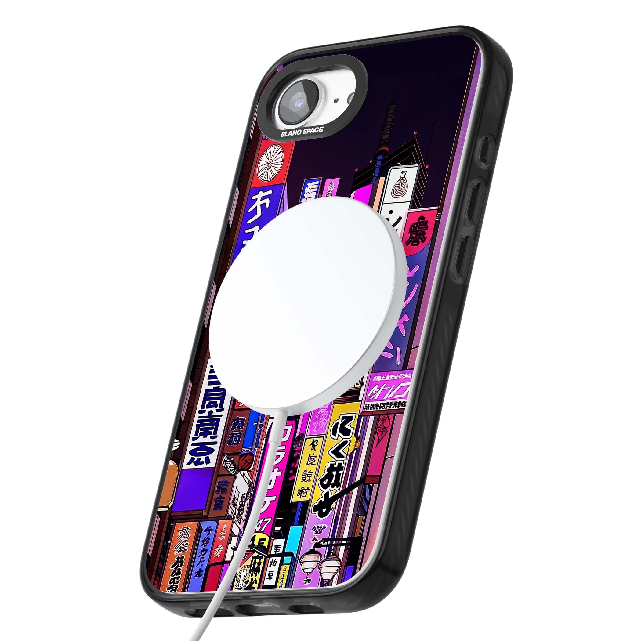 NEON NIGHT anime iPhone case | Black Impact Magsafe case for iPhone 16e, iPhone 17e