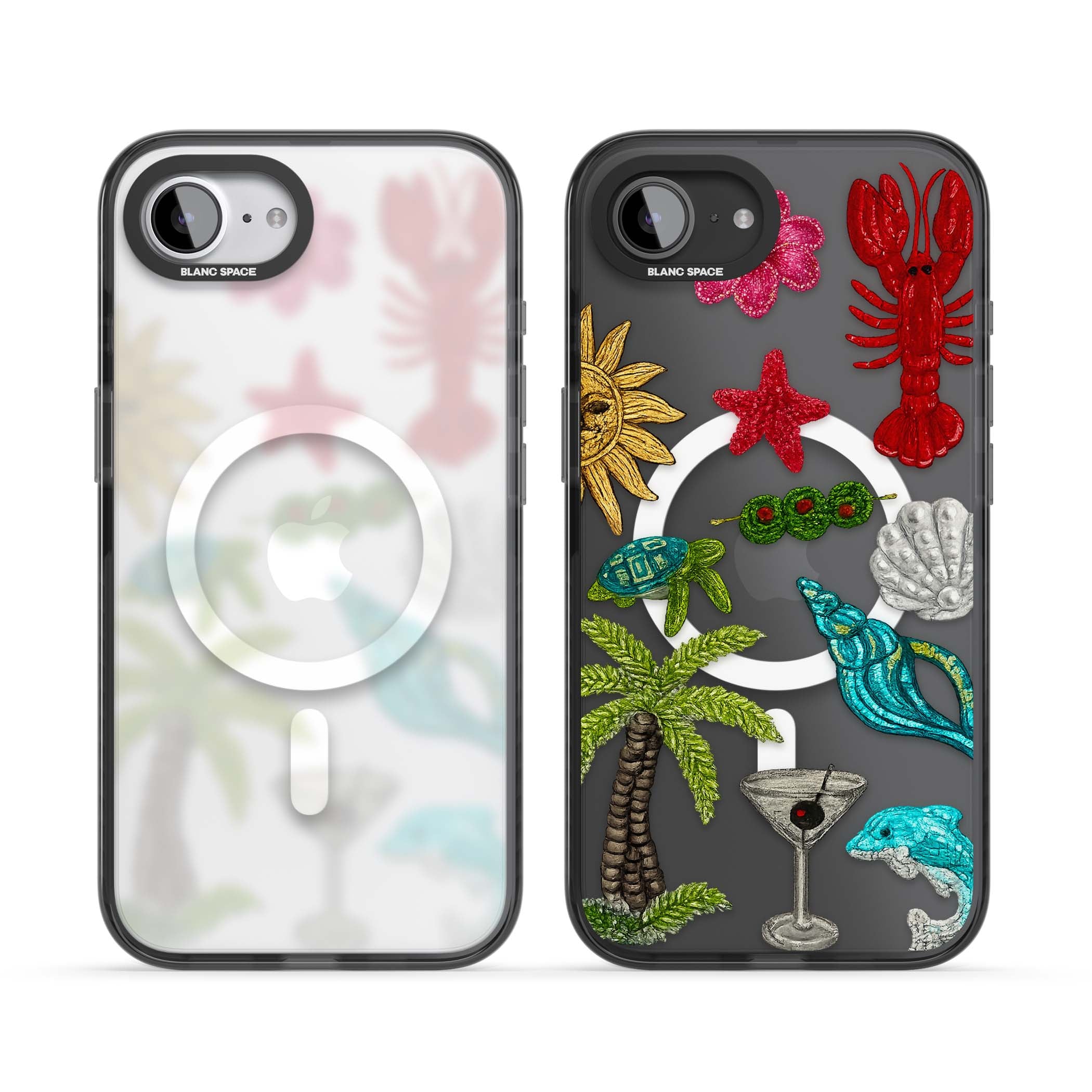 Painted Coastal Pattern coastal iPhone case | Black Impact Magsafe case for iPhone 16e, iPhone 17e