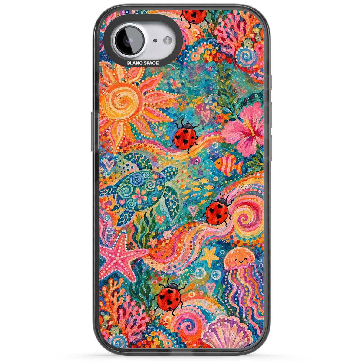 Coral Whimsy for her iPhone case | Black Impact Magsafe case for iPhone 16e, iPhone 17e
