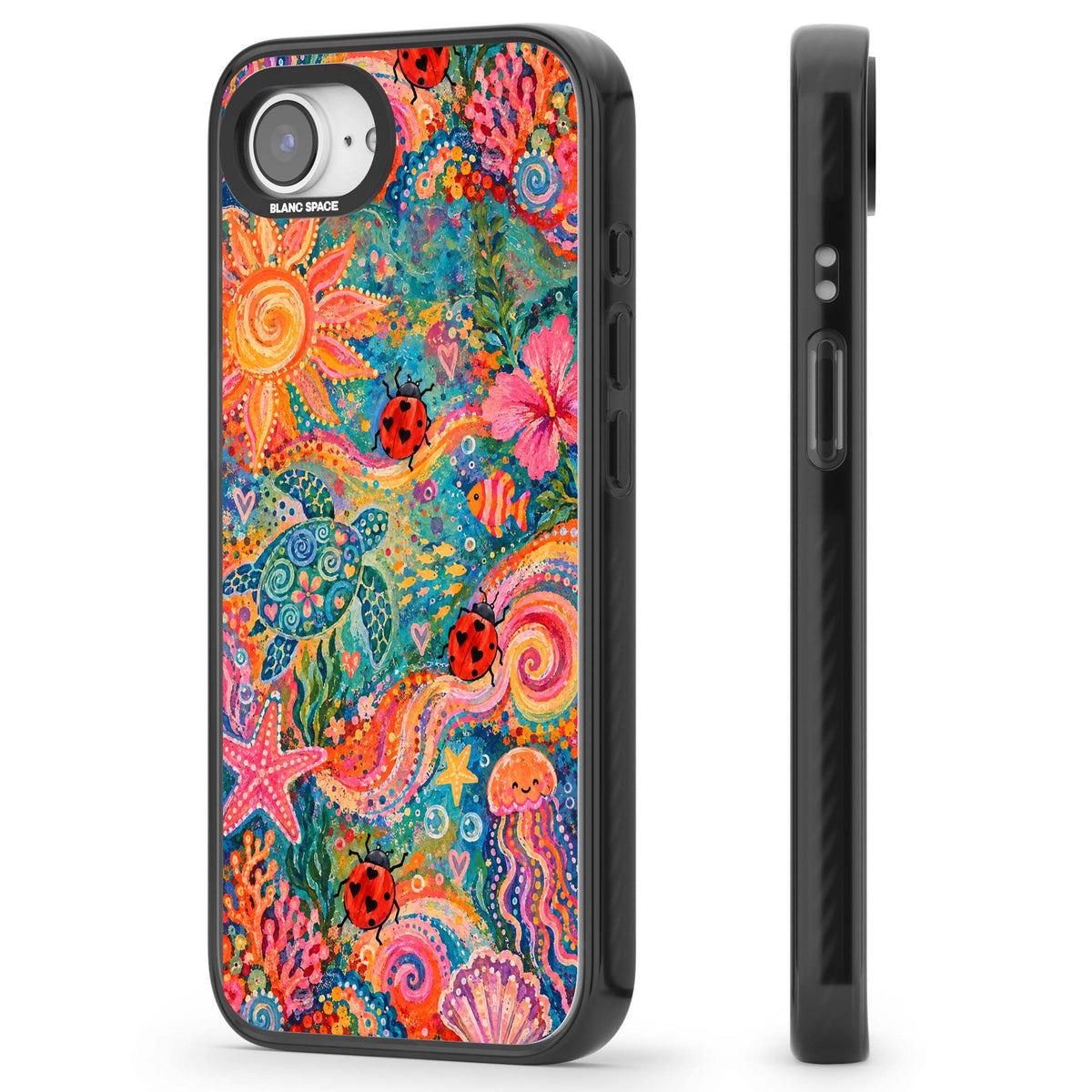 Coral Whimsy for her iPhone case | Black Impact Magsafe case for iPhone 16e, iPhone 17e