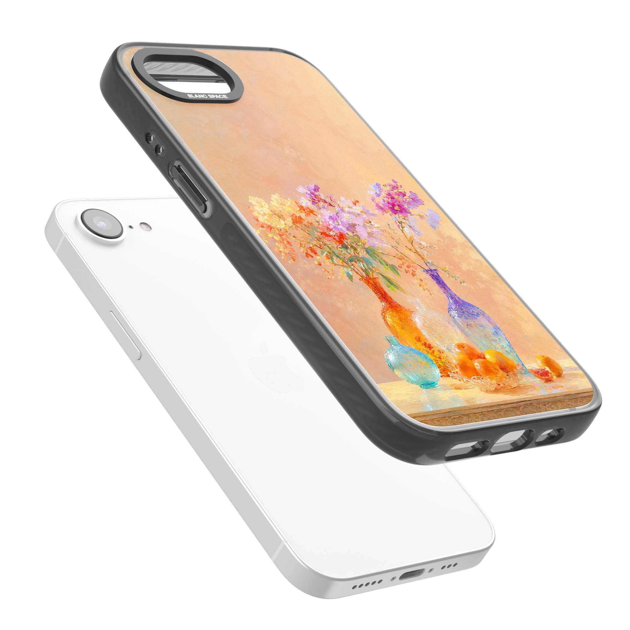 Peach Glass art iPhone case | Black Impact case for iPhone 16e, iPhone 17e