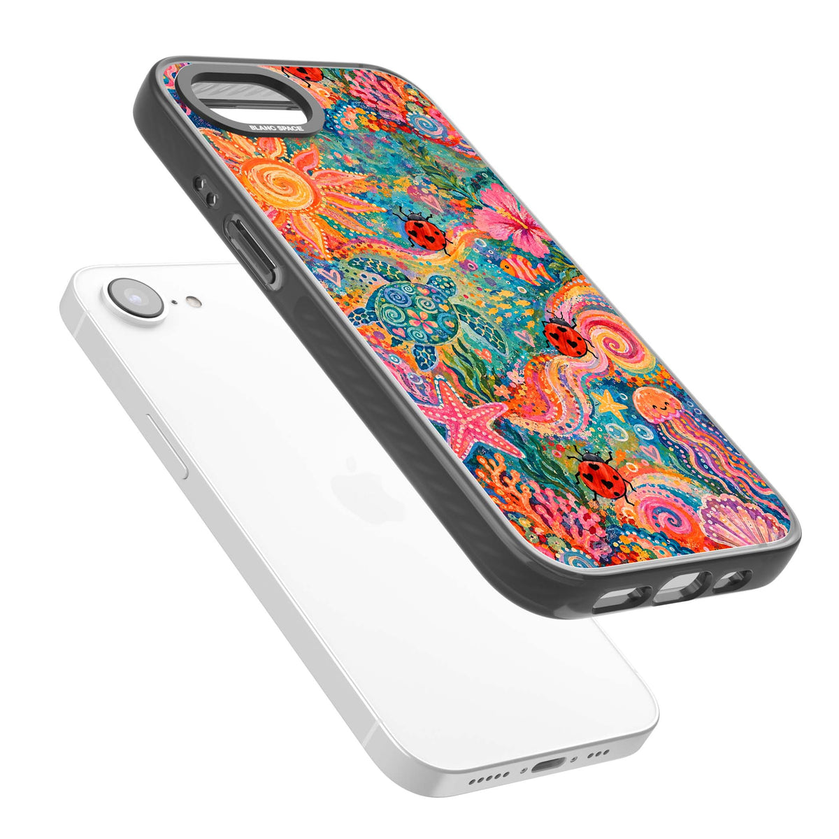 Coral Whimsy for her iPhone case | Black Impact case for iPhone 16e, iPhone 17e