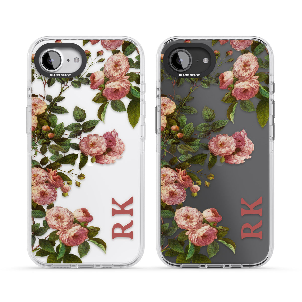 Personalised Clear Vintage Floral Pink Garden Roses