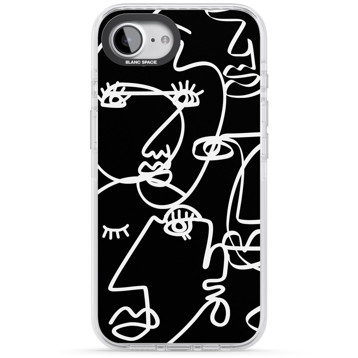 Abstract Continuous Line Faces White on Black