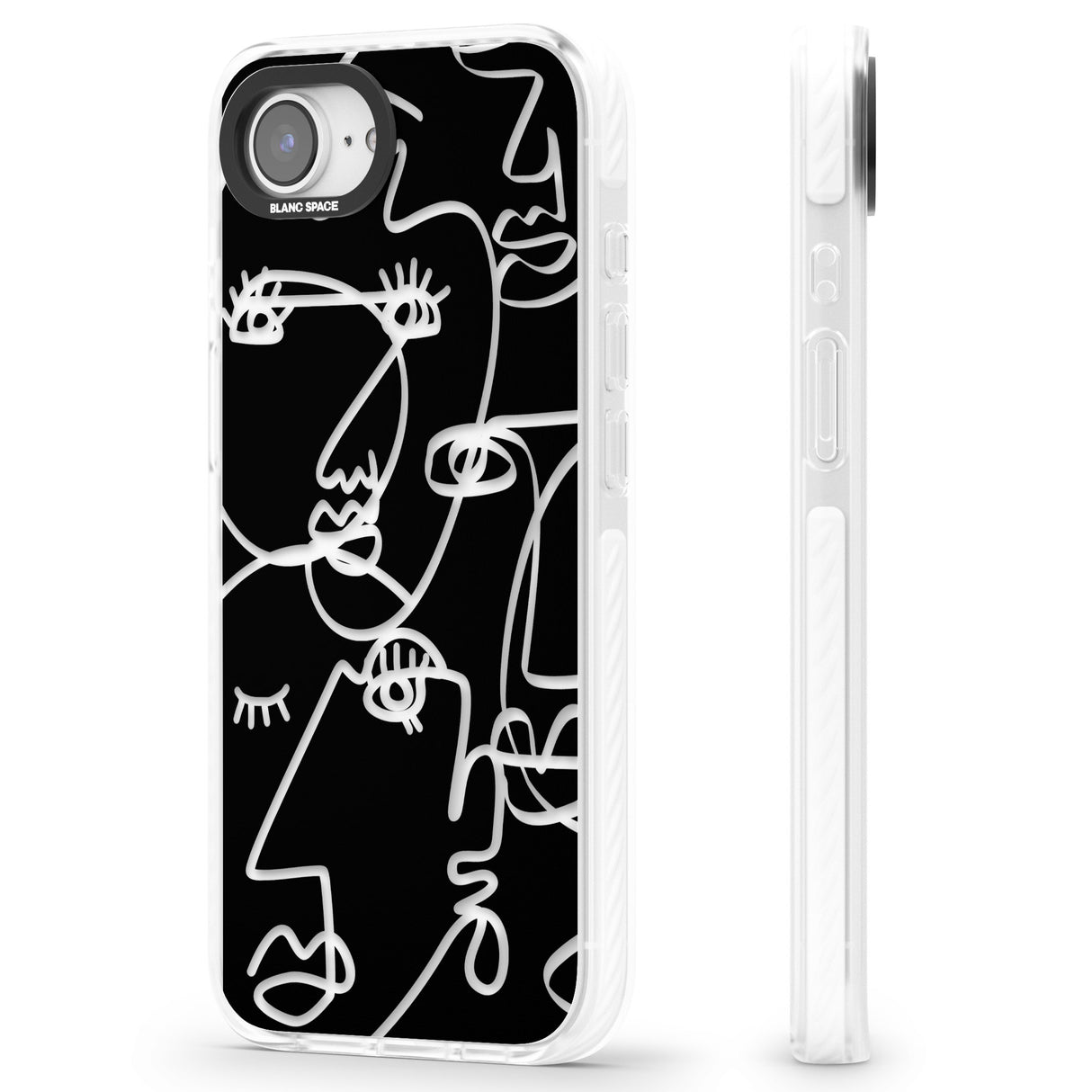 Abstract Continuous Line Faces Clear on Black