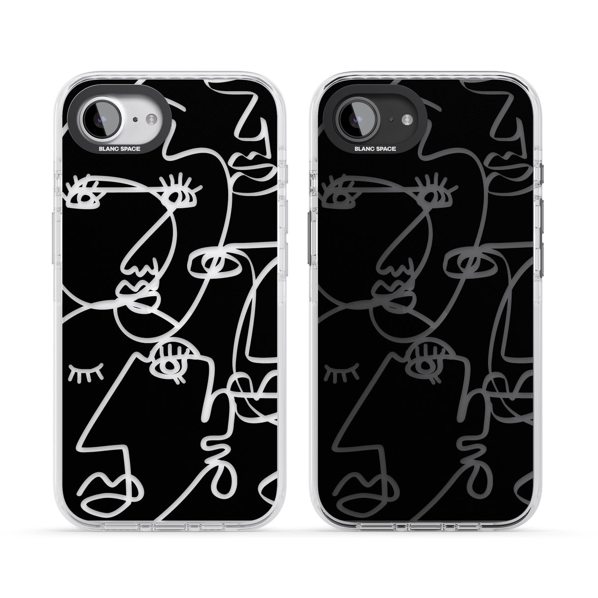 Abstract Continuous Line Faces Clear on Black