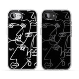 Abstract Continuous Line Faces Clear on Black