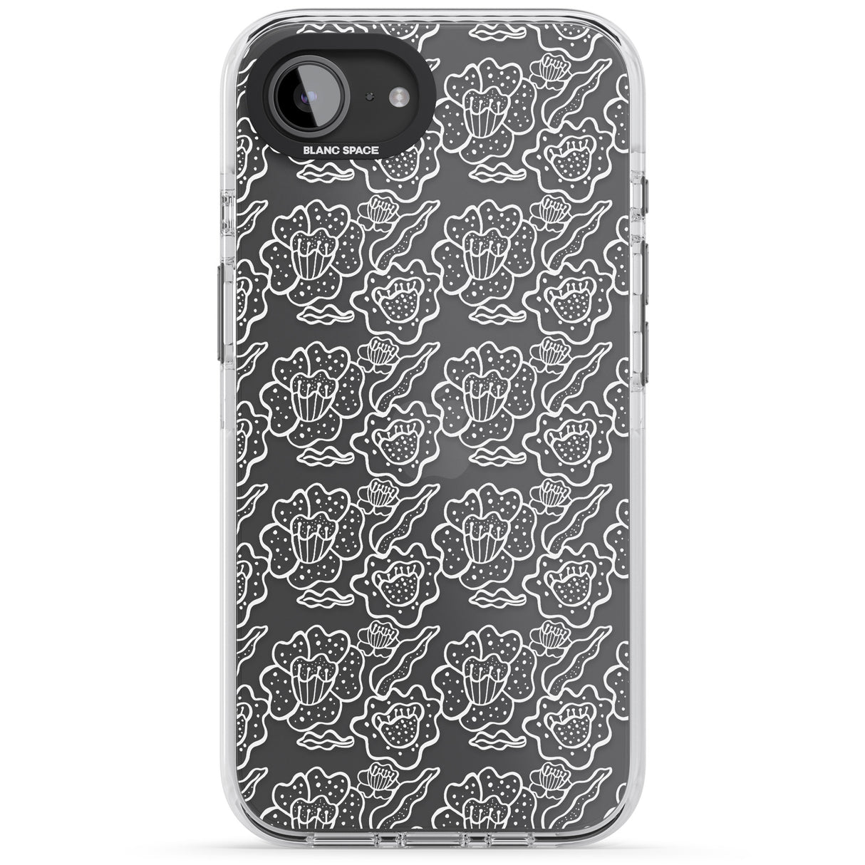 Funky Floral Patterns White on Clear
