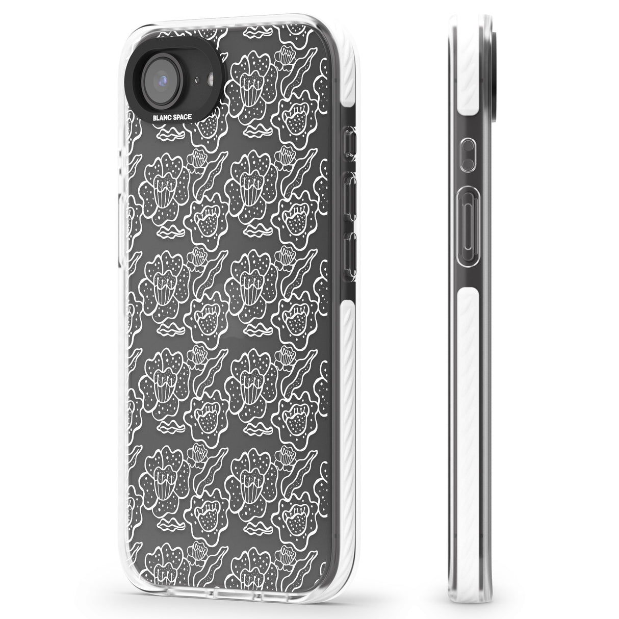 Funky Floral Patterns White on Clear
