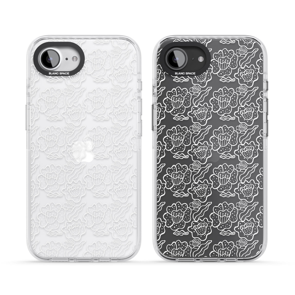 Funky Floral Patterns White on Clear
