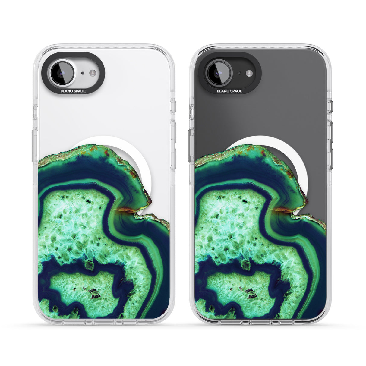 Neon Green & Blue Agate Crystal Transparent Design