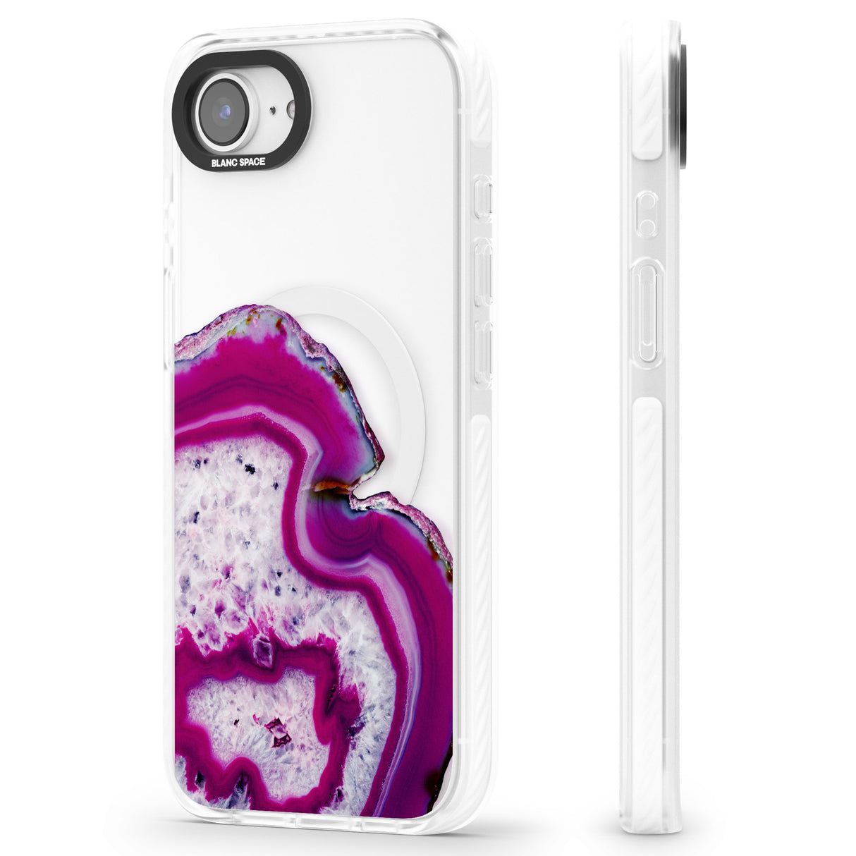 Violet & White Swirl Agate Crystal Clear Design