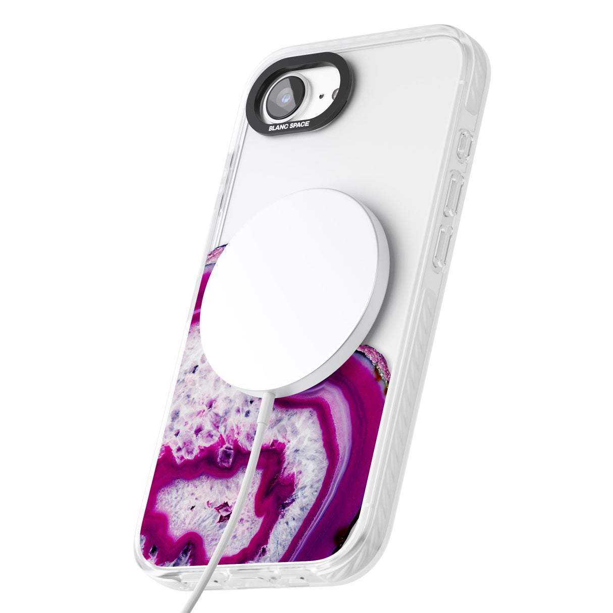 Violet & White Swirl Agate Crystal Clear Design