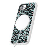 Light Pink on Blue Leopard Print Pattern