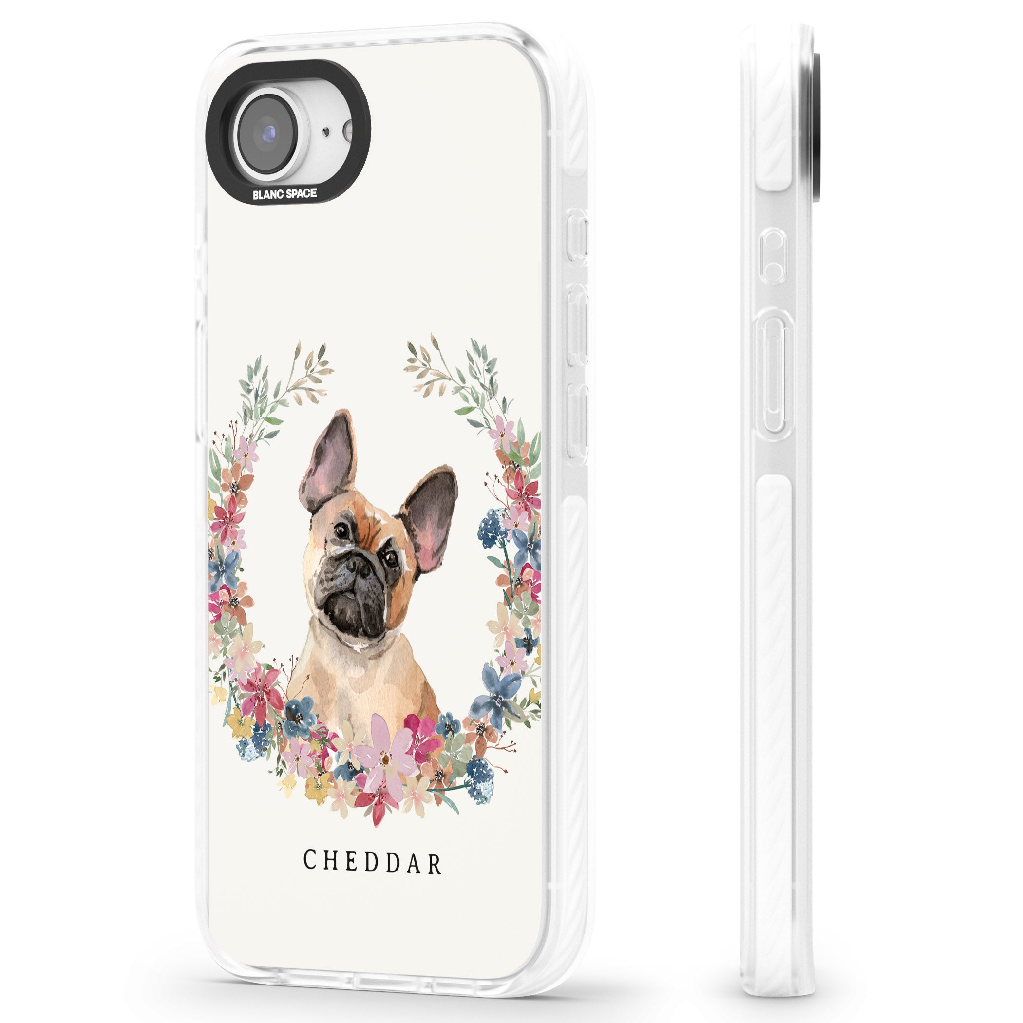 Personalised Tan French Bulldog Floral Portrait