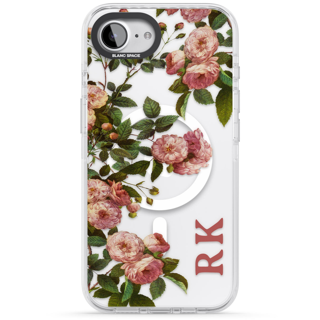 Personalised Clear Vintage Floral Pink Garden Roses