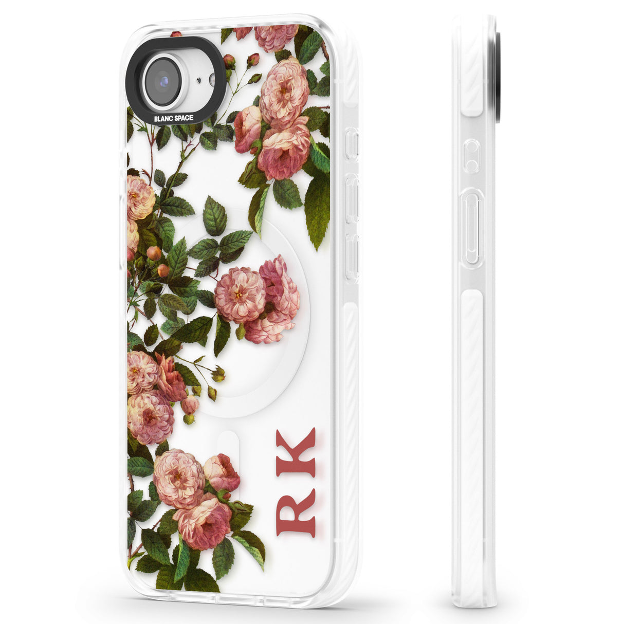 Personalised Clear Vintage Floral Pink Garden Roses