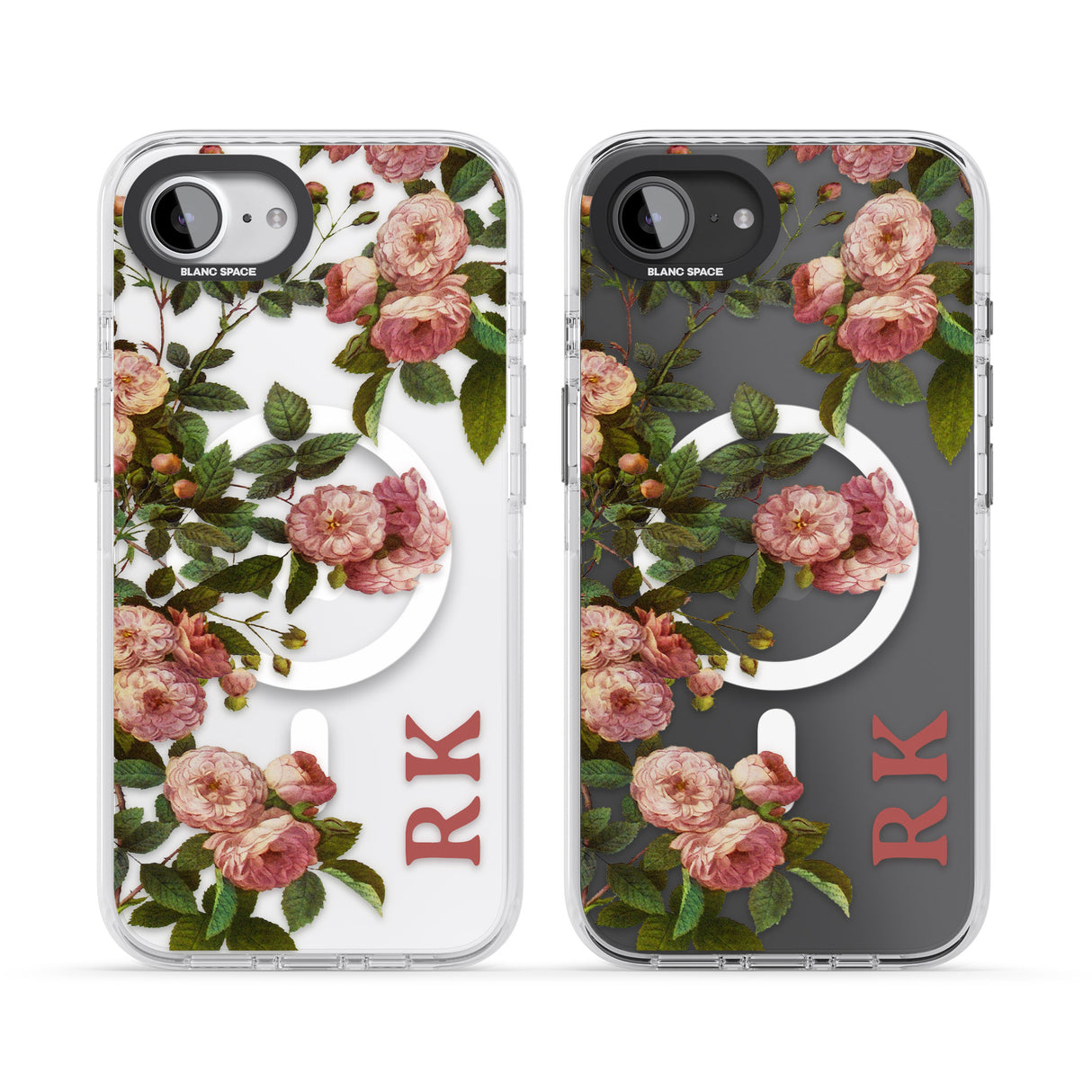 Personalised Clear Vintage Floral Pink Garden Roses