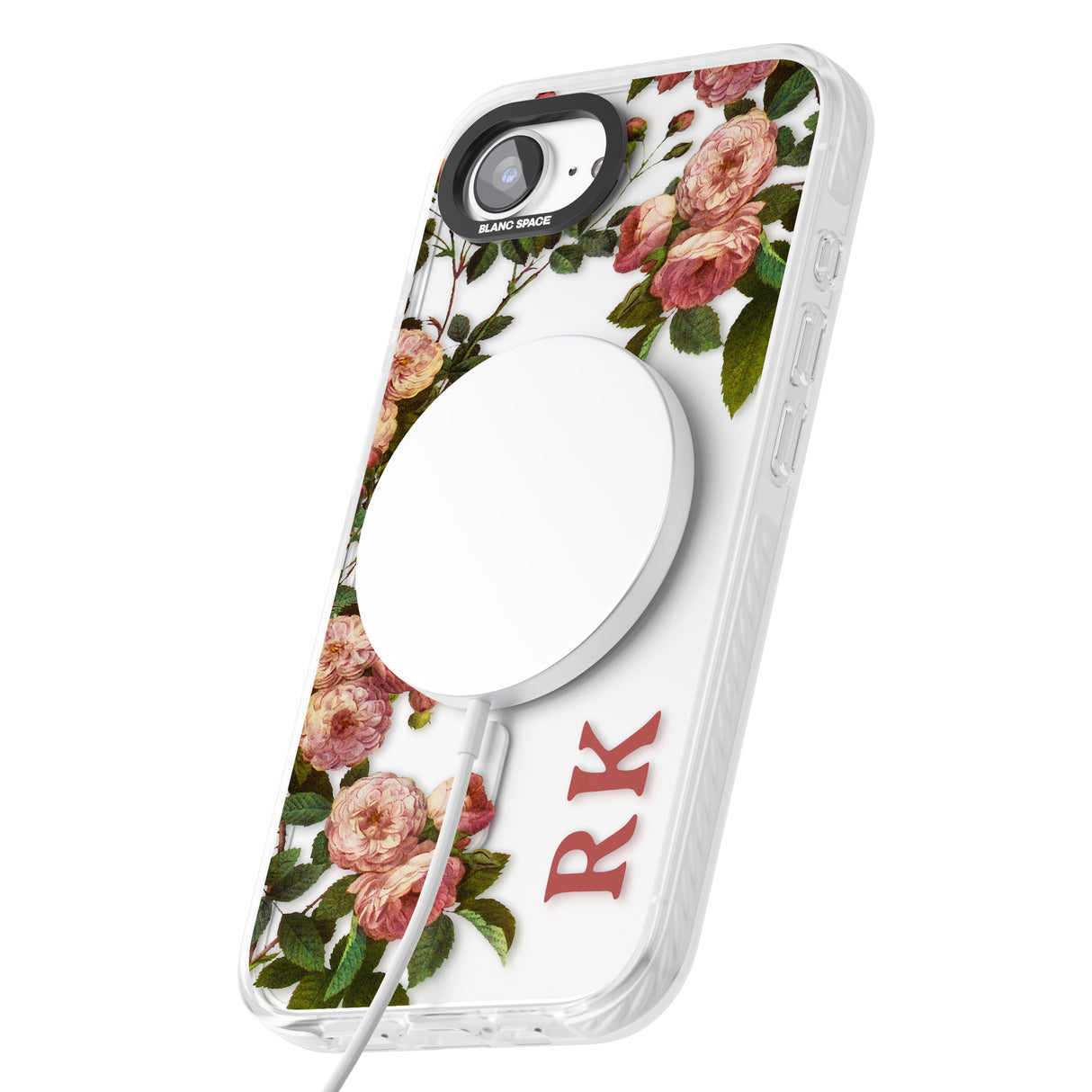 Personalised Clear Vintage Floral Pink Garden Roses