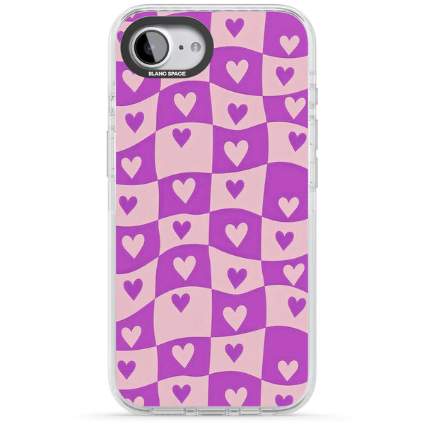 Purple Wavy Checked Hearts