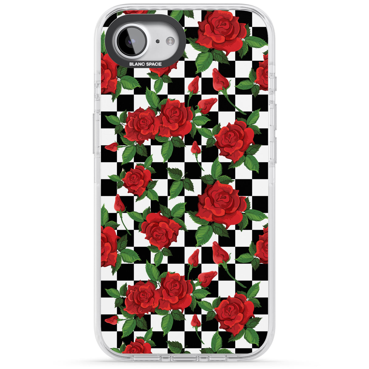 Checkered Pattern & Red Roses