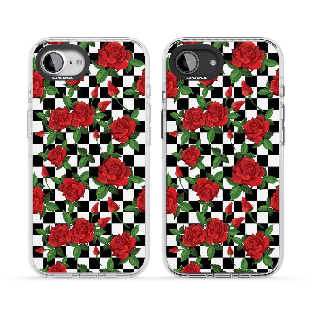 Checkered Pattern & Red Roses